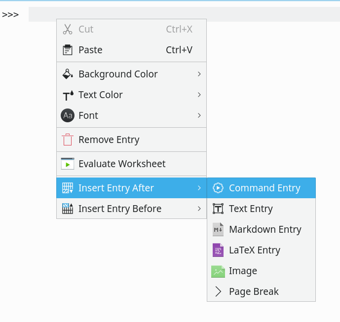 Adding new entries via context menu