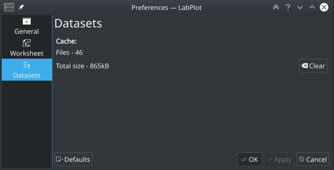 Datasets Cache Settings