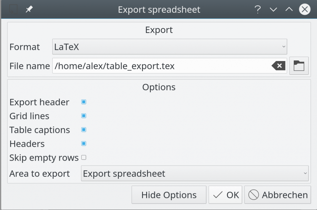 LaTeX export