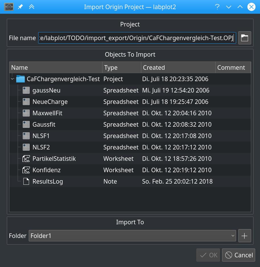 Import Project Dialog