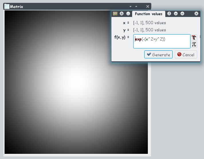 Generation of matrix elements via a function