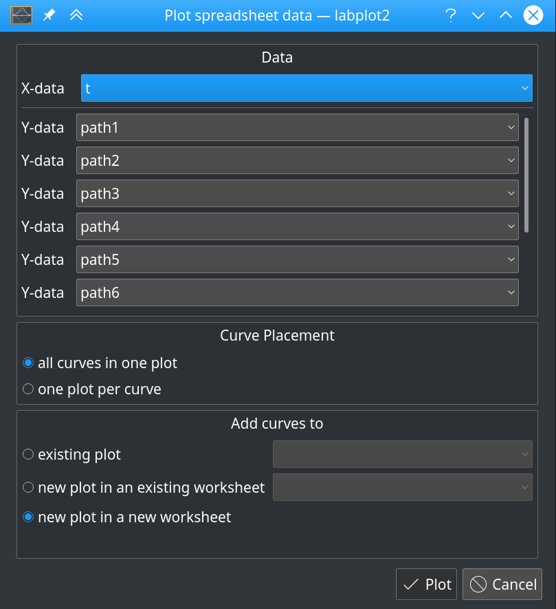 plot data dialog