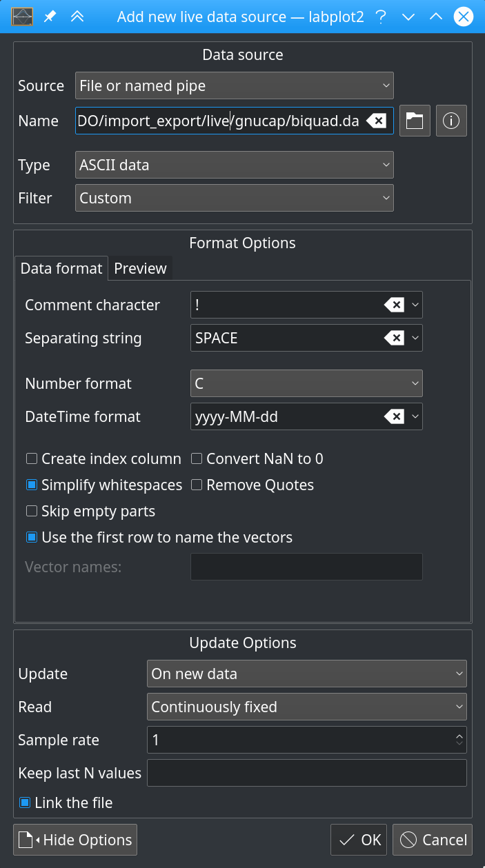 Add Live Data Source